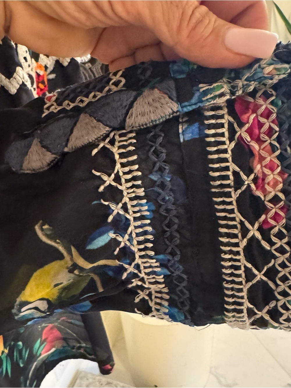 Johnny Was Black Embroidered Floral Tunic with Multicolor Accents - Picture 5 of 6